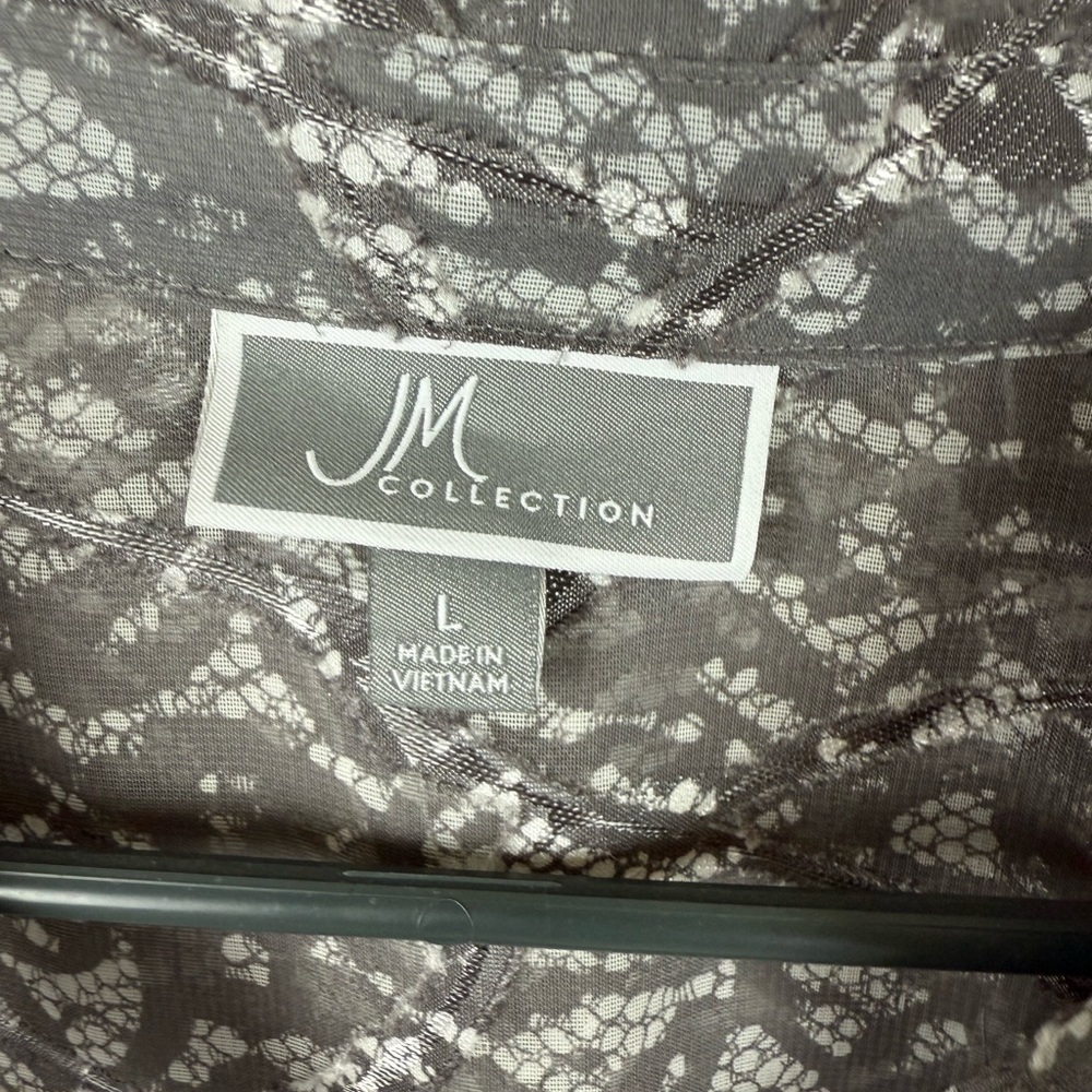 JM Collection Gray shear Button Down Shirt - Picture 5 of 7